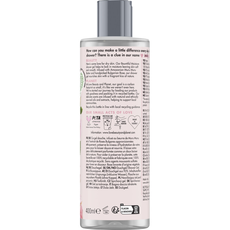 Een afbeelding van Love Beauty & Planet Muru muru butter&rose moisture showergel