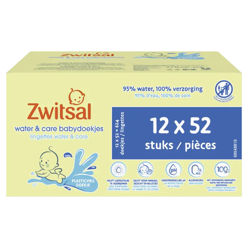 Water&care babydoekjes zwitsal geur