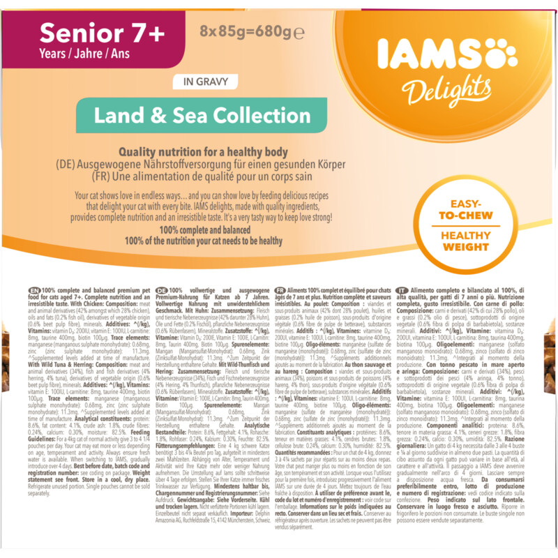 Een afbeelding van IAMS Delights senior 7+ land & sea collection