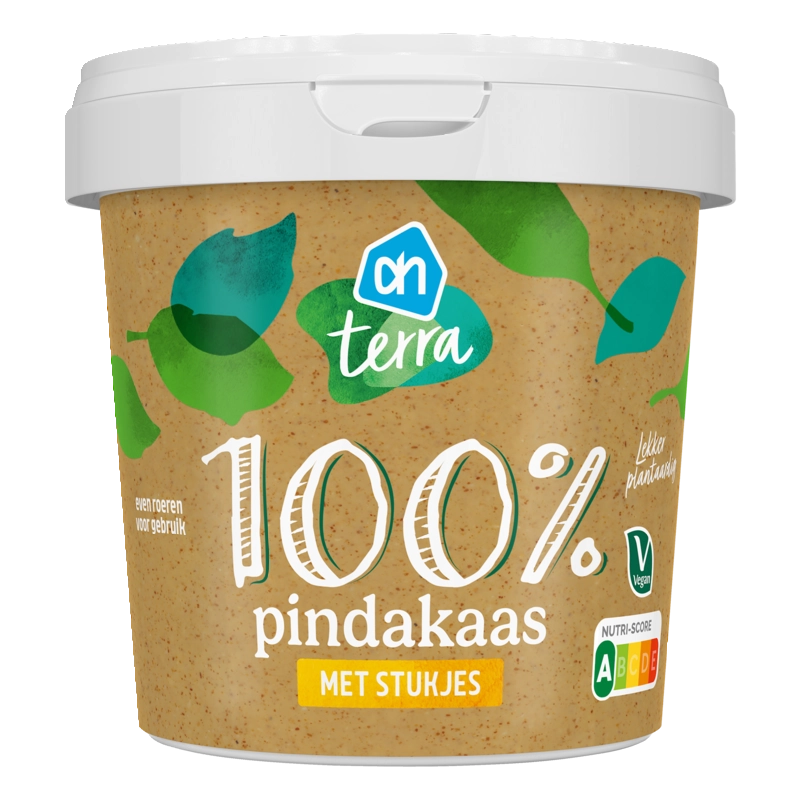 Plantaardig 100% pindakaas met stukjes