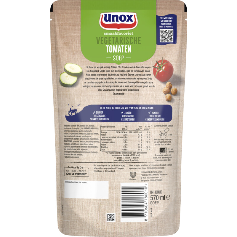 Een afbeelding van Unox Vegetarische tomatensoep