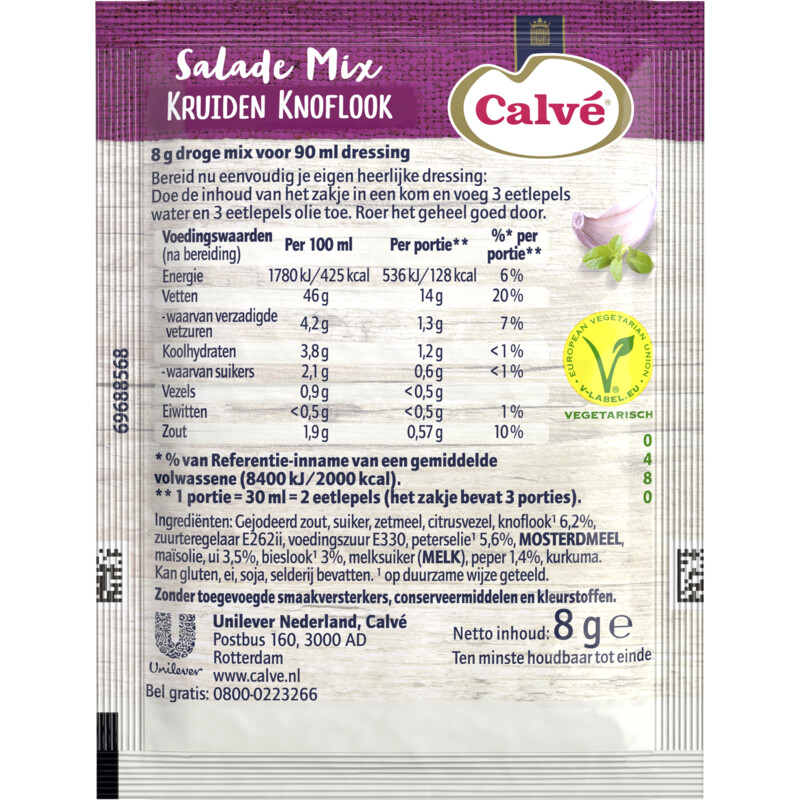Een afbeelding van Calvé Salademix kruiden knoflook
