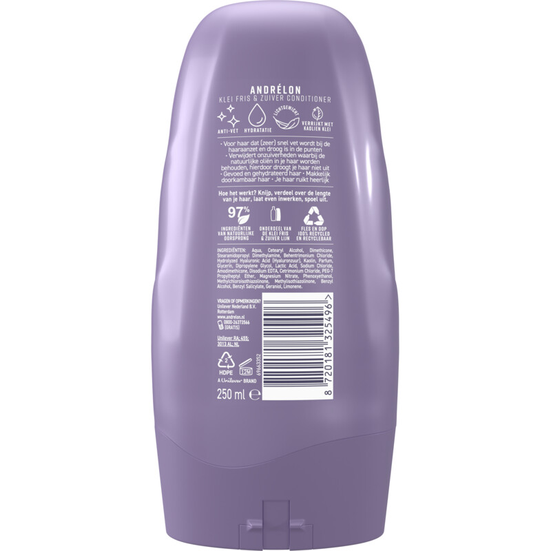 Een afbeelding van Andrélon Kaolien klei fris & zuiver conditioner