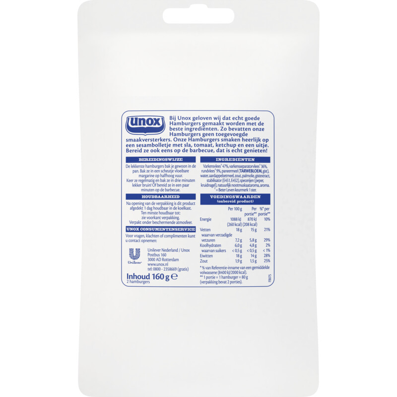 Een afbeelding van Unox Hamburgers