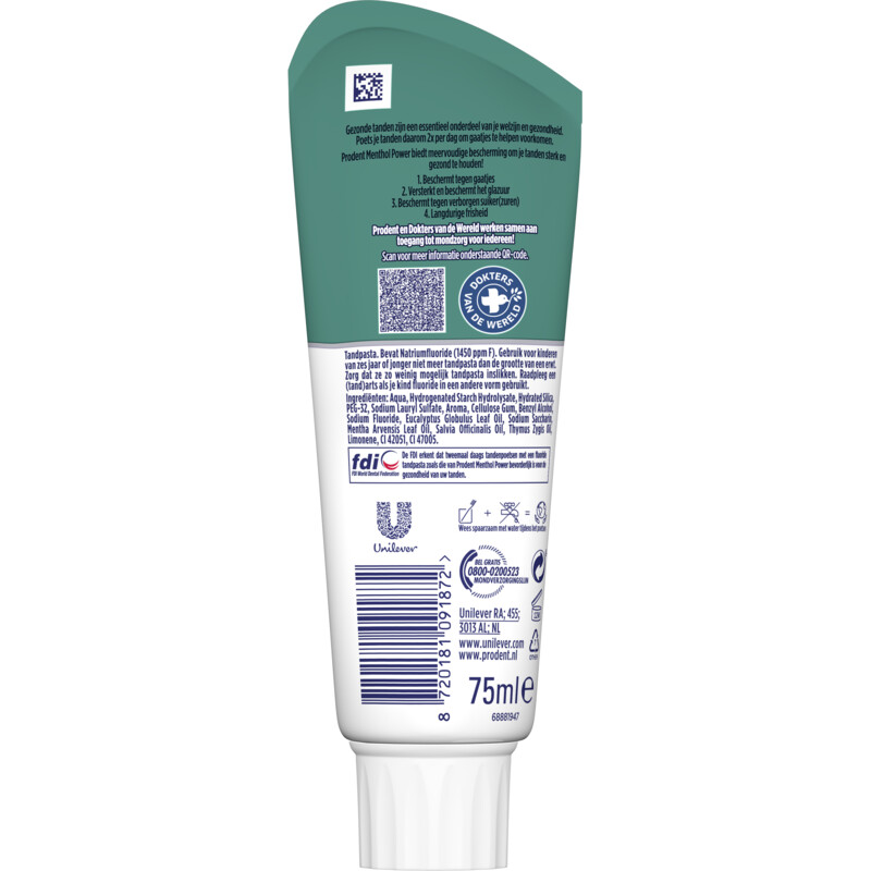 Een afbeelding van Prodent Tandpasta menthol power