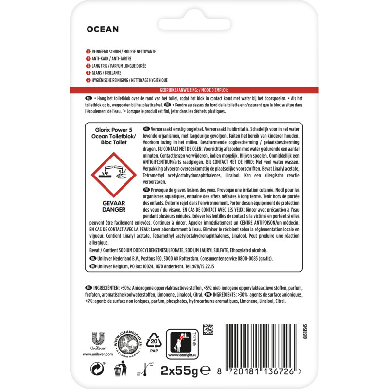 Een afbeelding van Glorix Power5 ocean duo pack wc-blok 2-pack