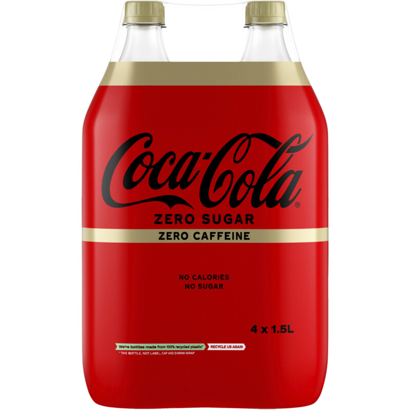 Een afbeelding van Coca-Cola Zero sugar zero caffeine 4-pack