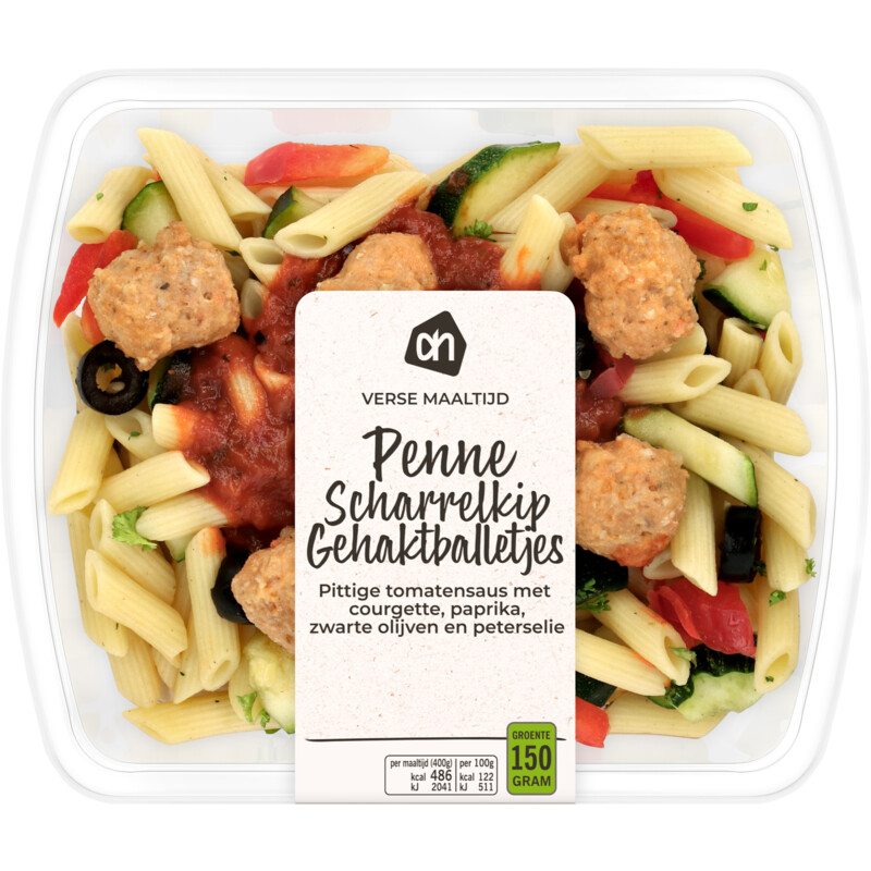 Een afbeelding van AH Verse penne scharrelkip gehaktballetjes
