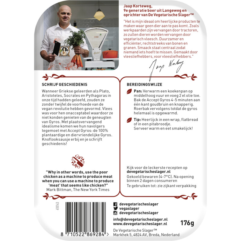 Een afbeelding van Vegetarische Slager Vegan accept gyros