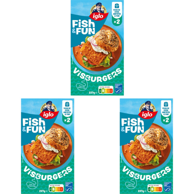 Een afbeelding van Iglo Fish&fun visburgers 3-pack