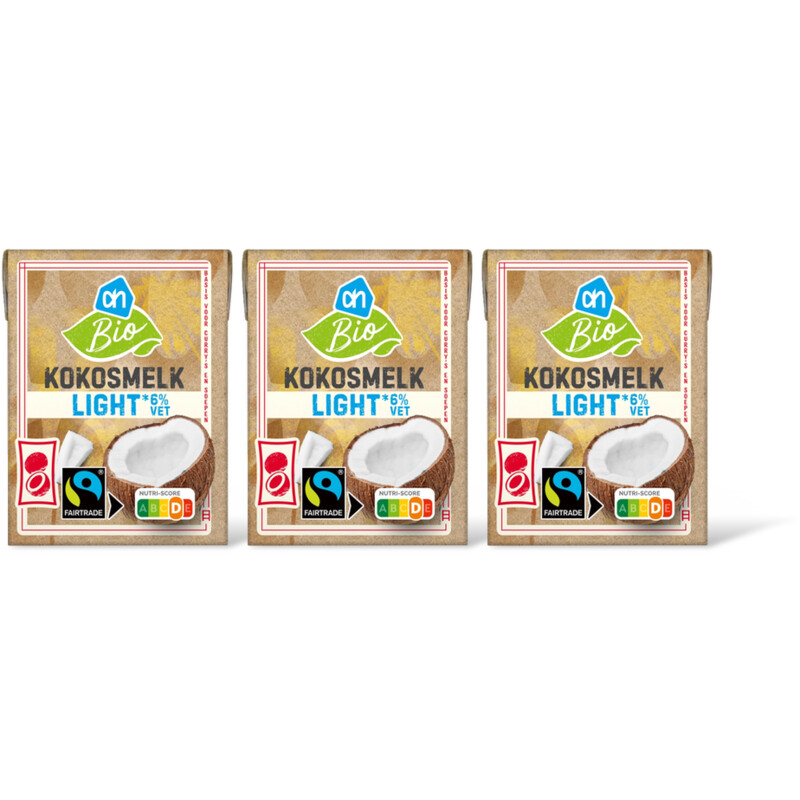 AH Biologisch Kokosmelk light 6% vet 3-pack