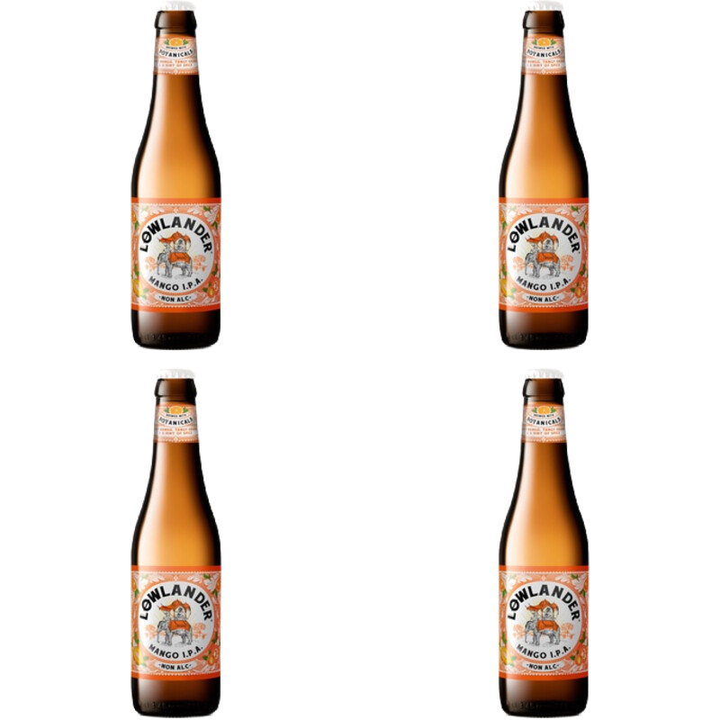 Een afbeelding van Lowlander Mango I.P.A non-alc 4-pack