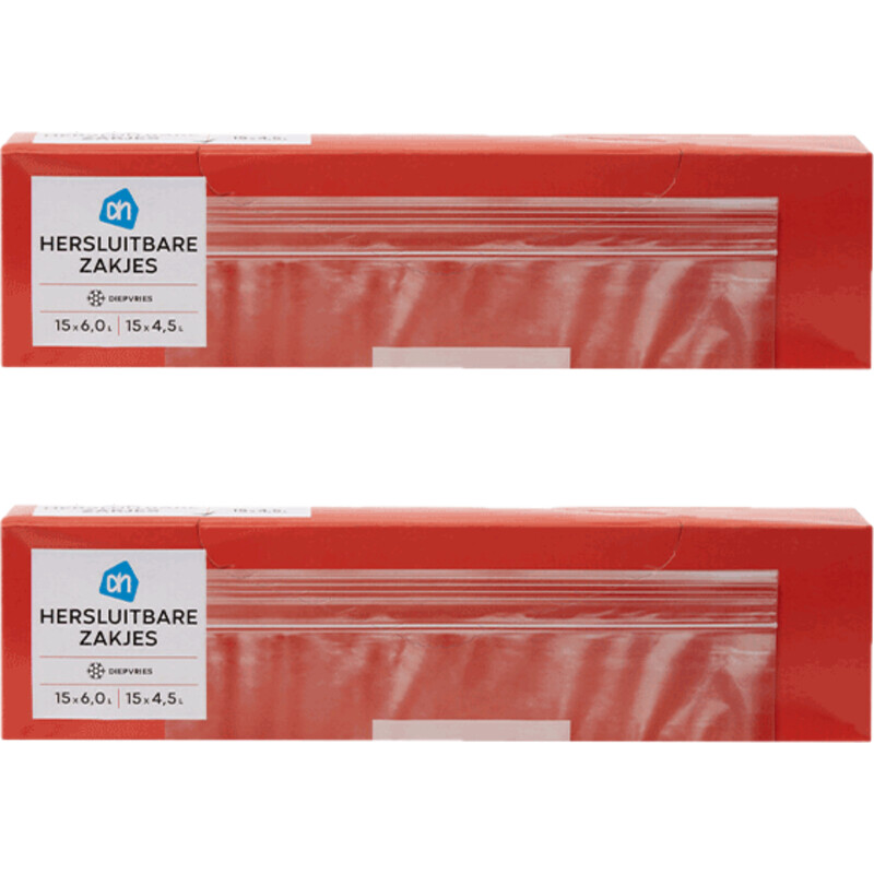 Een afbeelding van AH Hersluitbare zakjes 4,5 & 6 liter 2-pack