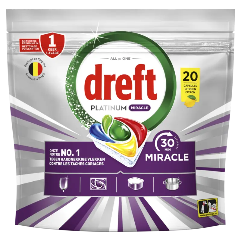 Dreft Platinum miracle vaatwascapsules citroen