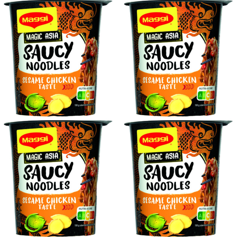 Een afbeelding van Maggi Saucy noodles sesame chicken 4-pack