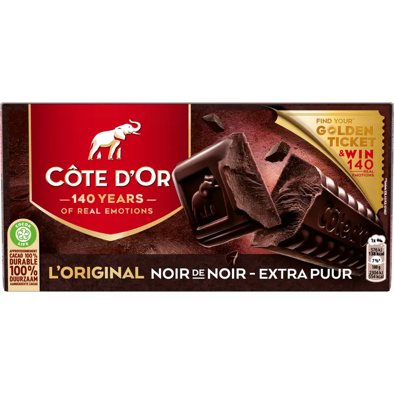 Côte d'Or Noir de noir tablet 2 stuks BEL