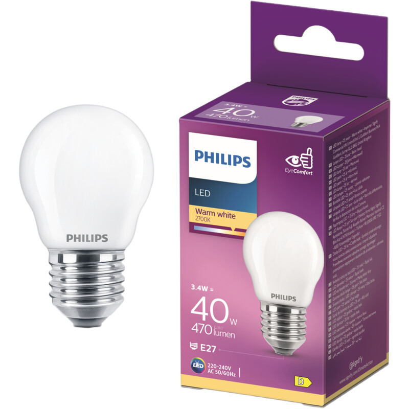 Philips Led fil kogel mat E27 40W