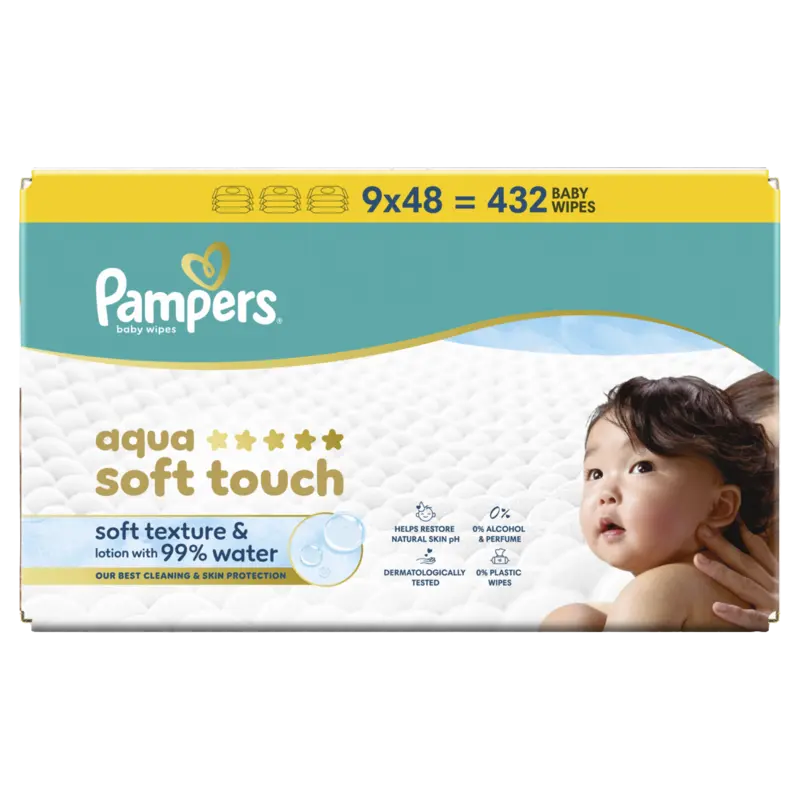 Aqua soft touch wipes 9-pack