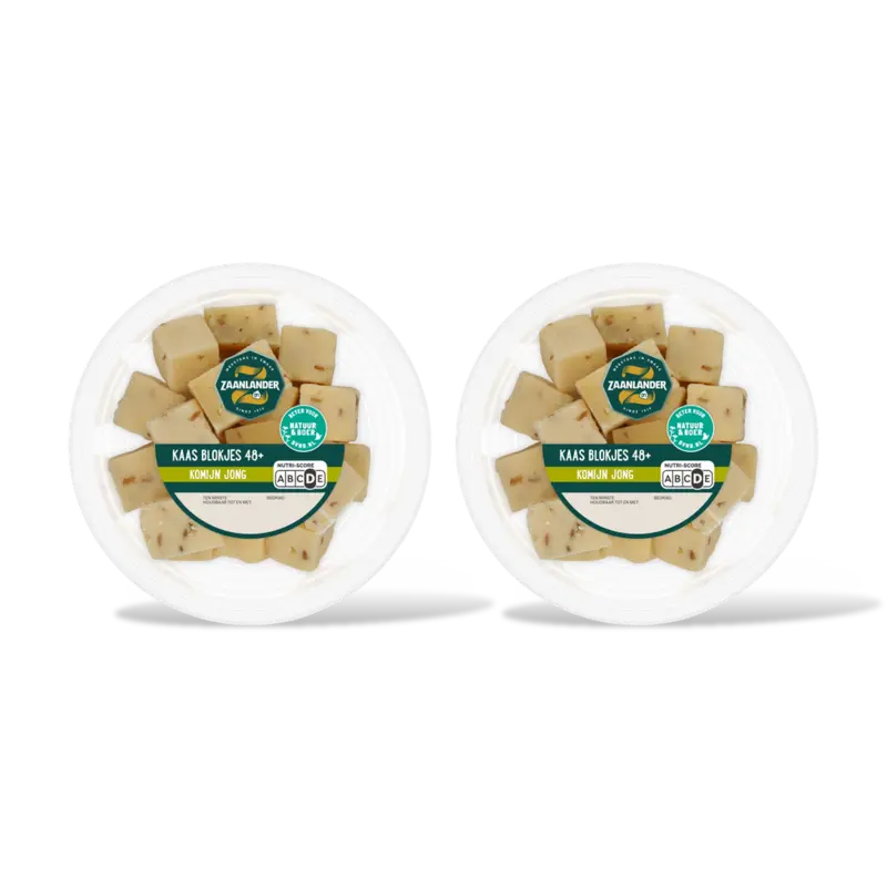 AH Zaanlander Kaasblokjes jong komijn 48+ 2-pack