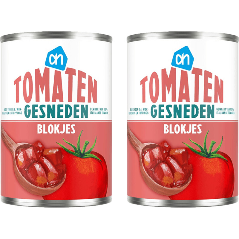 Een afbeelding van AH Tomatenblokjes gesneden 2-pack