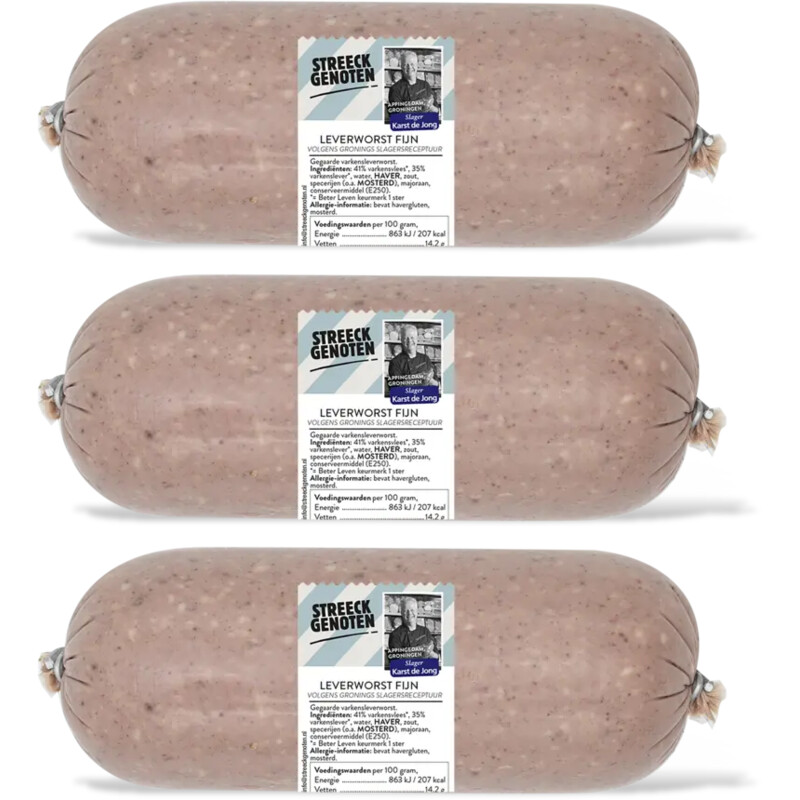 Streeckgenoten Groningse leverworst fijn 3-pack
