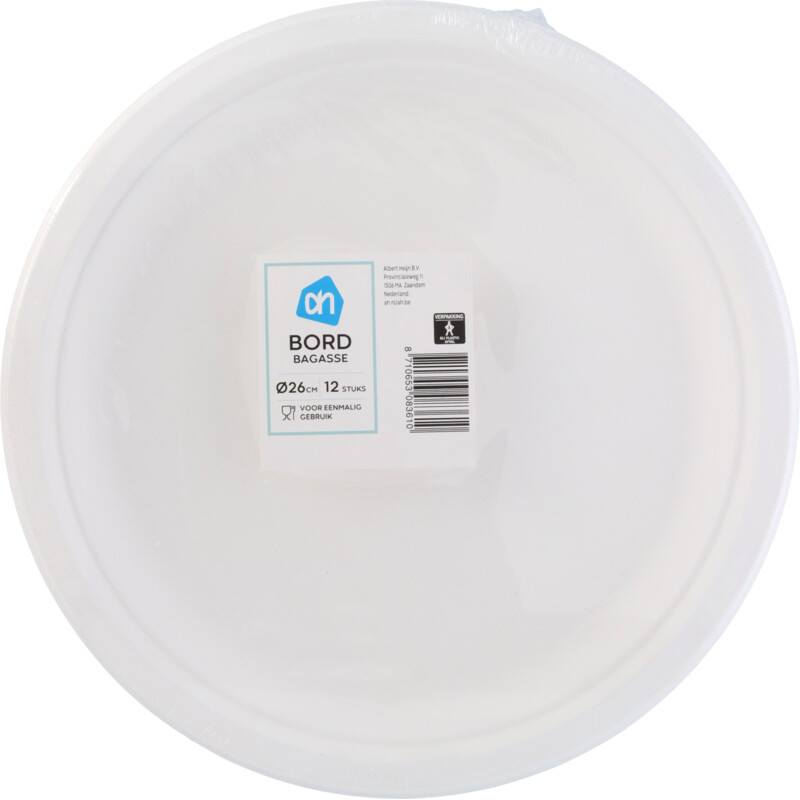 Een afbeelding van AH Bord rond wit bagasse 260mm