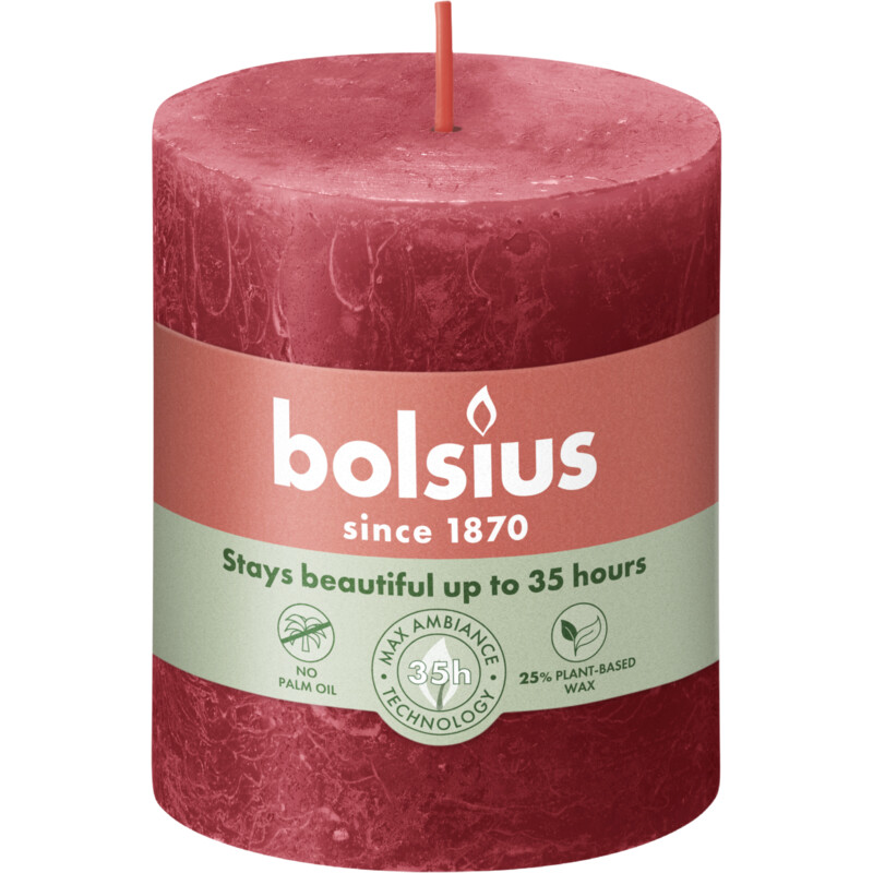 Een afbeelding van Bolsius Rustieke kaars 8cm rood