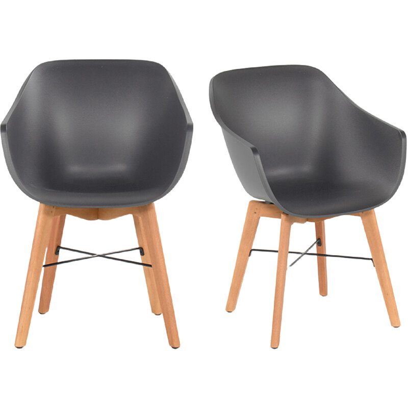 Een afbeelding van Jill Tuinstoel royal hout antraciet 2x