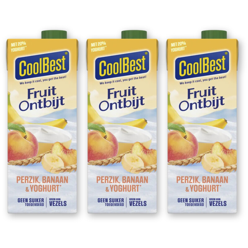 CoolBest Fruit ontbijt perzik banaan yoghurt 3pck