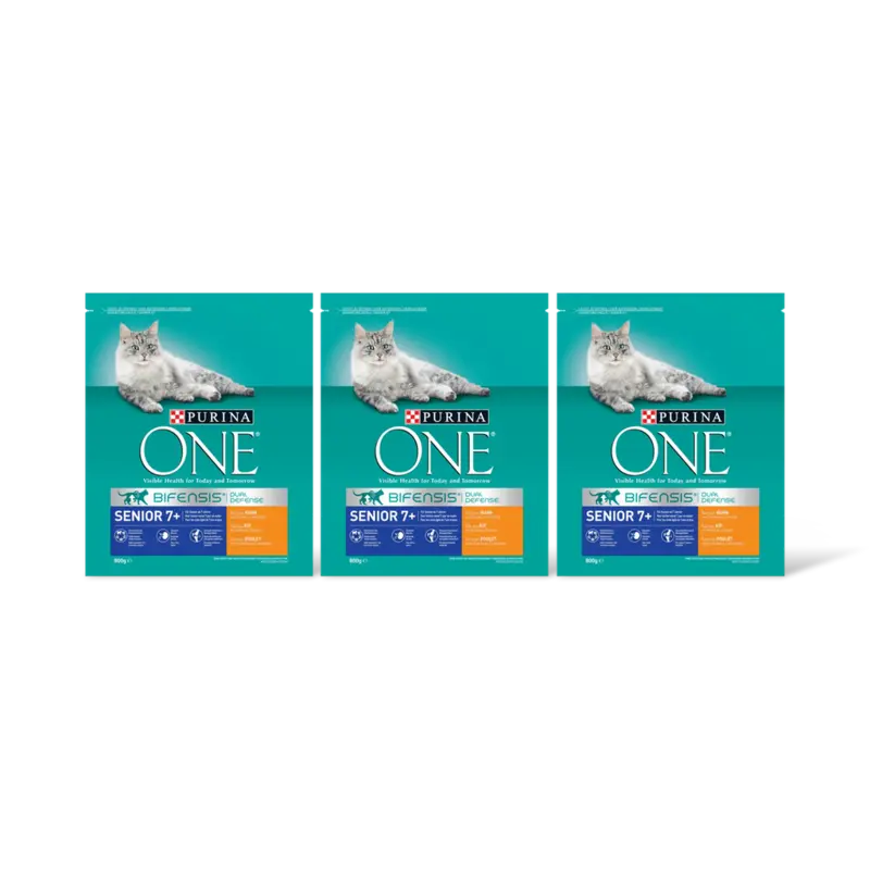 Purina ONE Senior rijk aan kip 3-pack