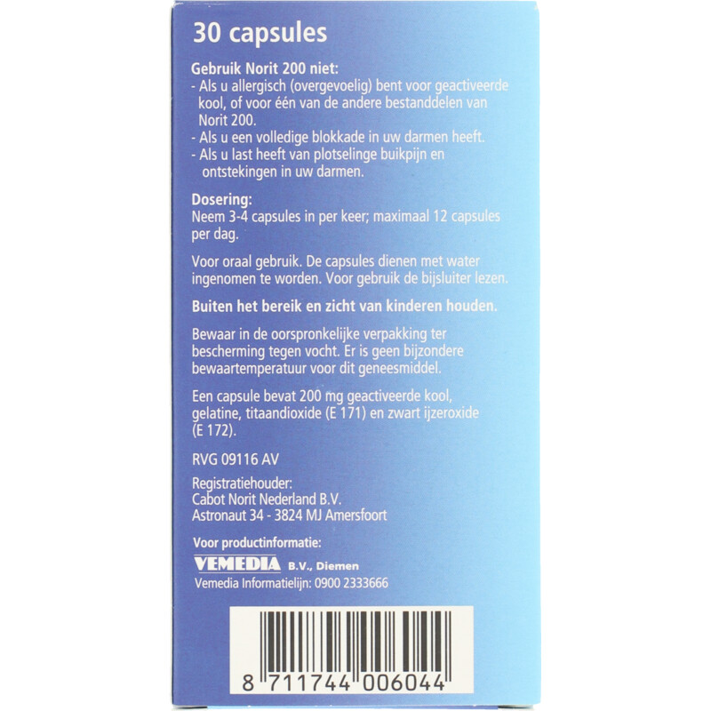 Een afbeelding van Norit Bij diarree 200mg capsules