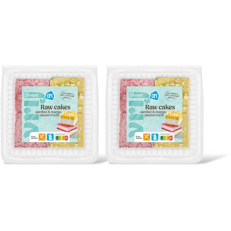 AH Glutenvrij Raw cakes aardbei en passievrucht ma 2pk