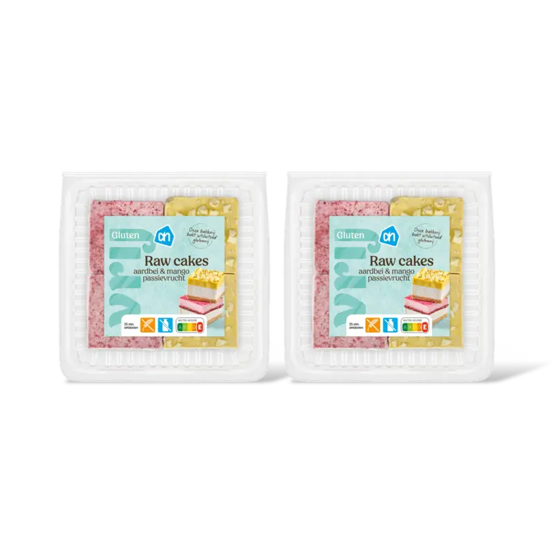 AH Glutenvrij Raw cakes aardbei en passievrucht ma 2pk