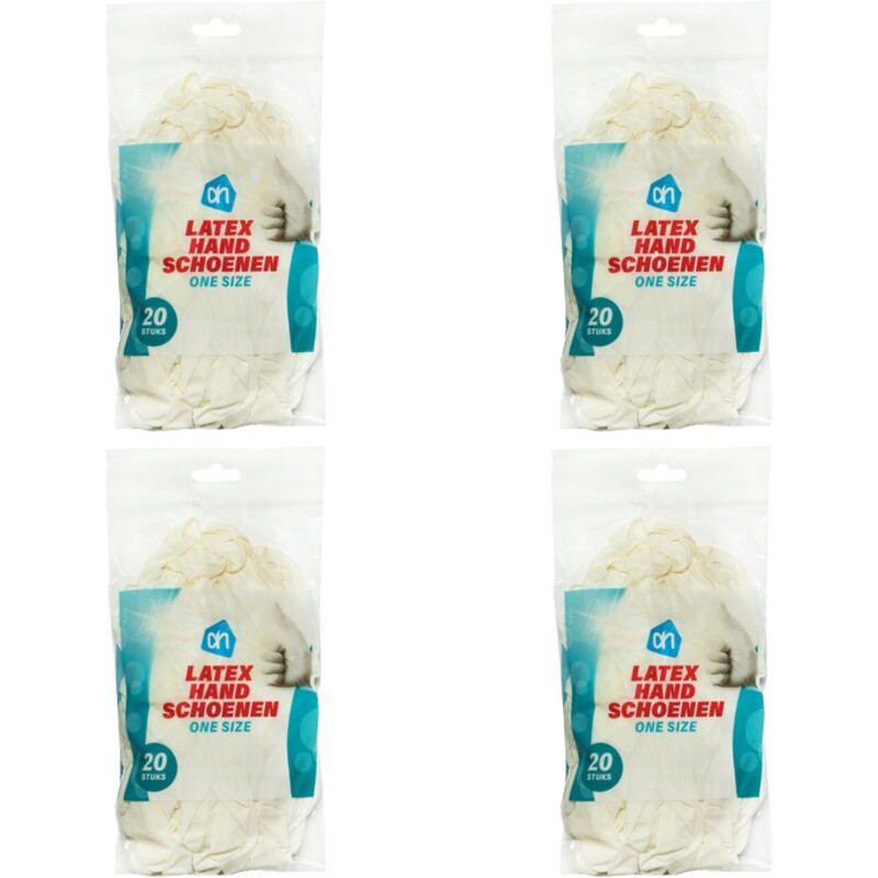 Een afbeelding van AH Latex handschoenen one size 4-pack