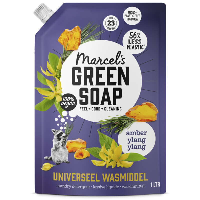 Marcel's Green Soap Wasmiddel amber ylang ylang navulling