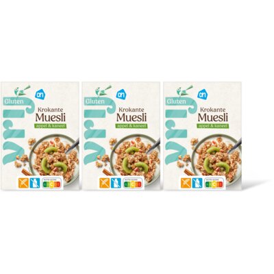 pdp-image-AH Glutenvrij Krokante muesli appel kaneel 3-pack