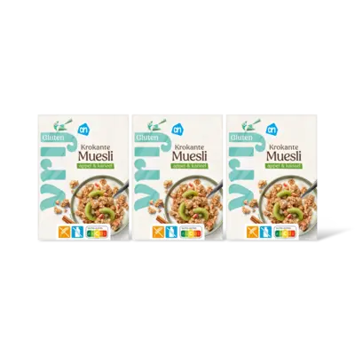pdp-image-AH Glutenvrij Krokante muesli appel kaneel 3-pack