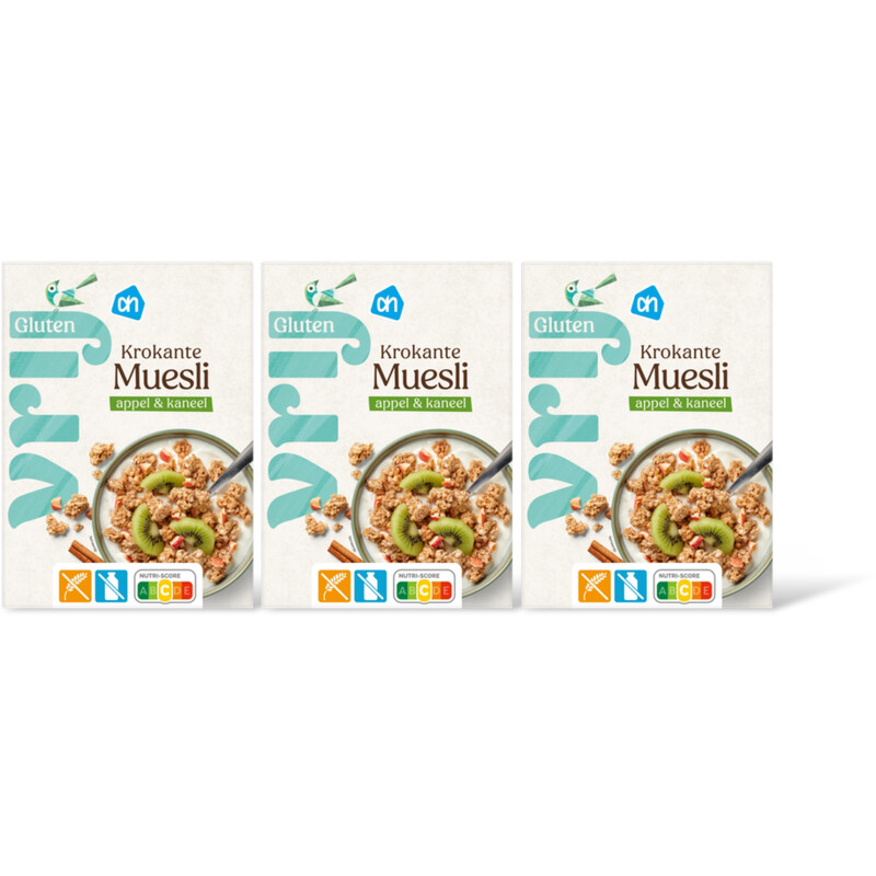 AH Glutenvrij Krokante muesli appel kaneel 3-pack