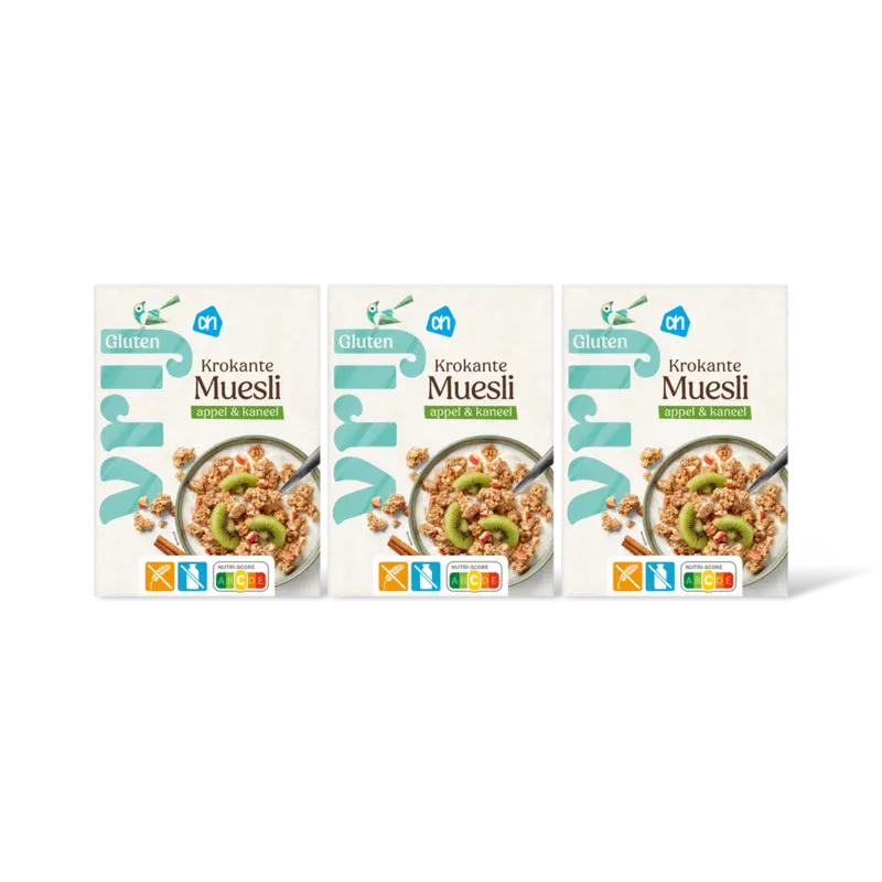 AH Glutenvrij Krokante muesli appel kaneel 3-pack