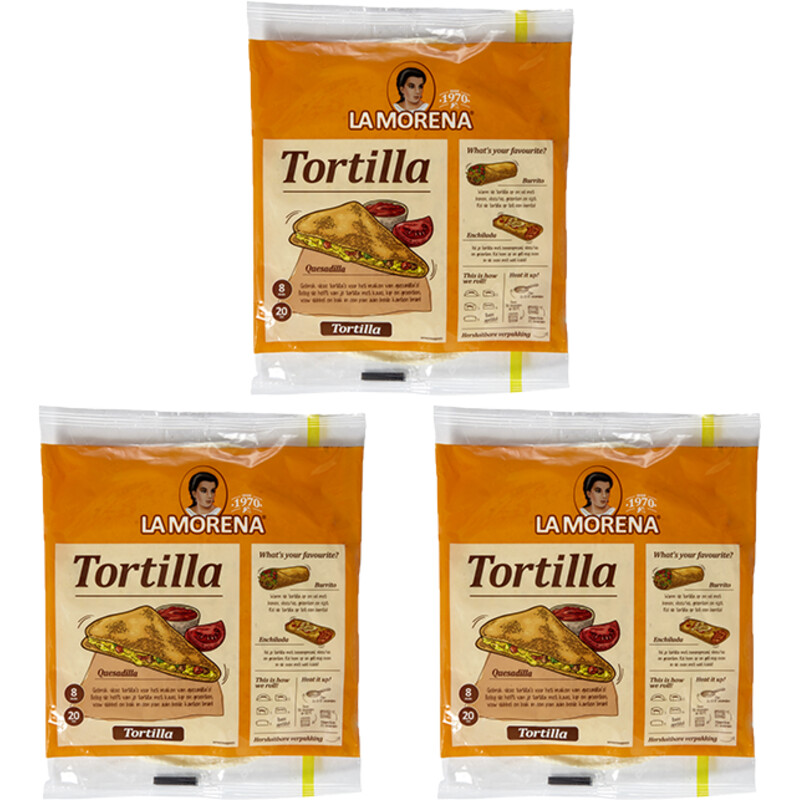 Een afbeelding van La Morena Tortilla wraps original medium 3-pack