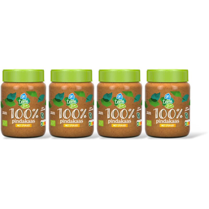 AH Terra Plantaardig bio 100% pindakaas 4 pack