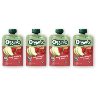 pdp-image-Organix Knijpfruit appel aardbei quinoa 12m+ 4pk