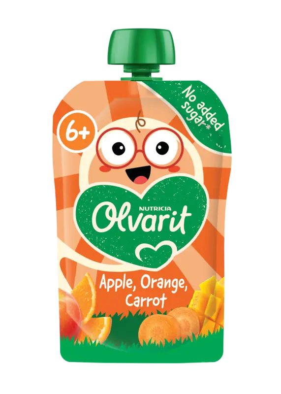 Olvarit Knijpfruit apple, orange, carrot 6m+