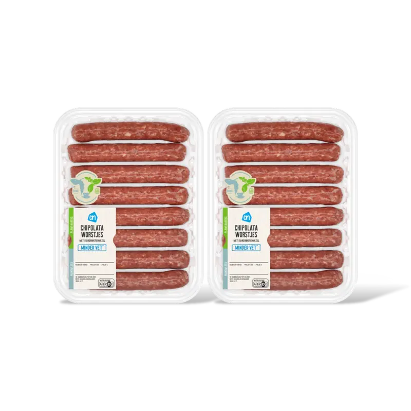 AH Chipolataworstjes minder vet 8 stuks 2pk