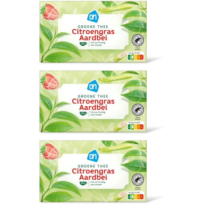 AH Groene thee citroengras aardbei 3-pack
