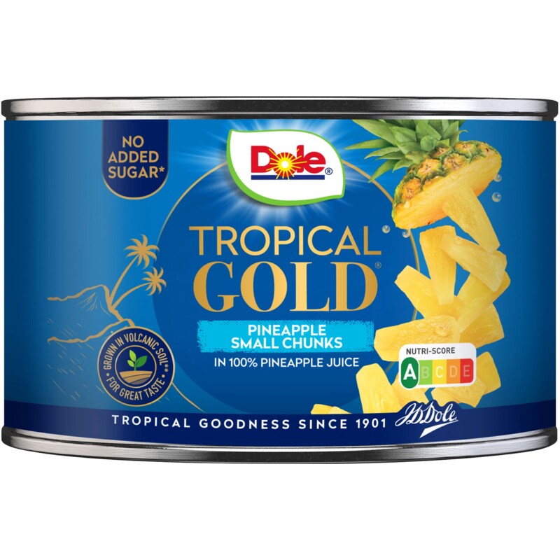 Een afbeelding van Dole Tropical gold ananas kleine stukjes sap