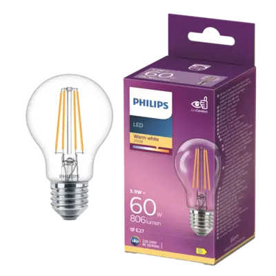 pdp-image-Philips Led fil standaard helder E27 60W