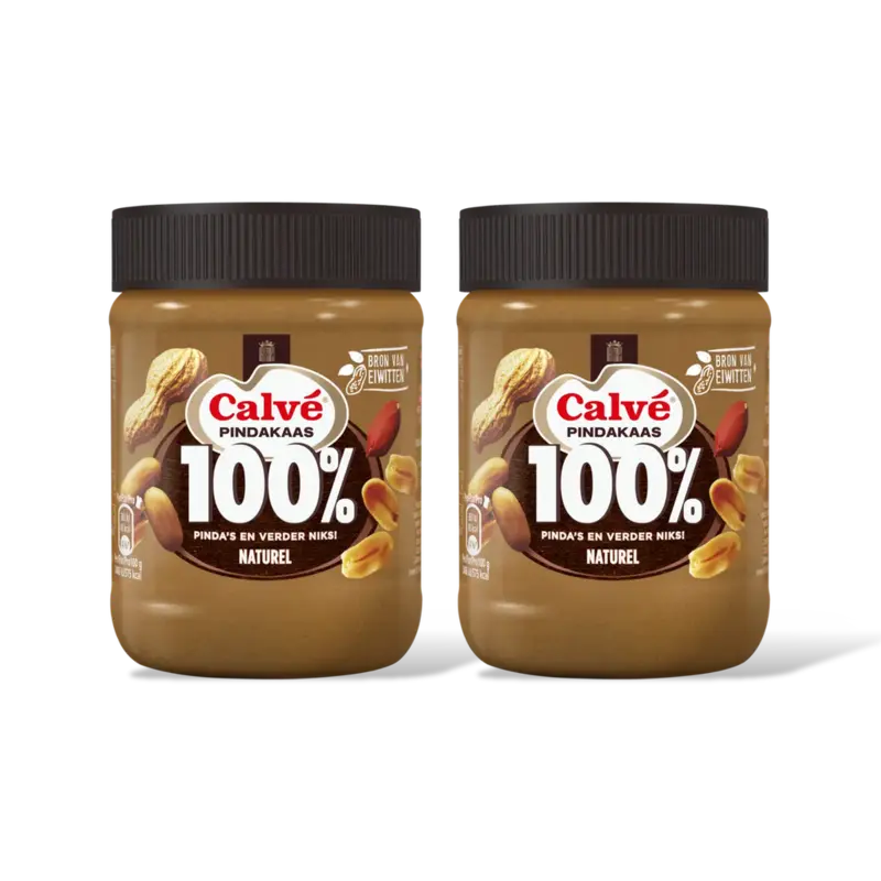 Calvé 100% Naturel pindakaas 2-pack