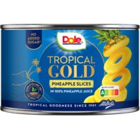 Een afbeelding van Dole Tropical gold ananasschijven op sap