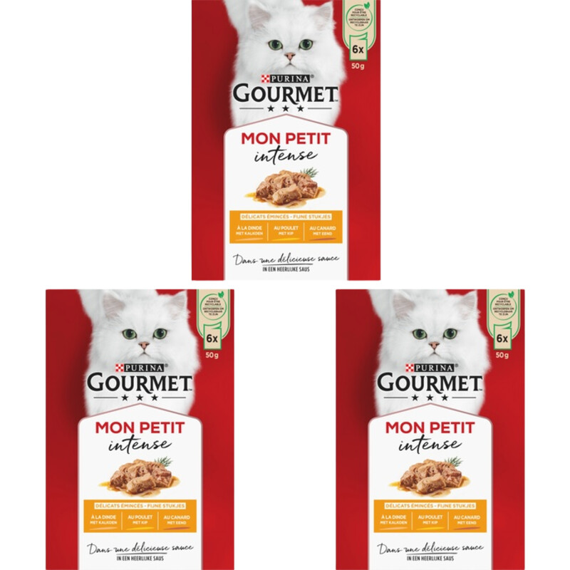 Een afbeelding van Gourmet Mon petit met kip eend kalkoen 3-pack